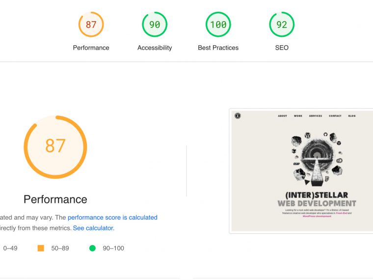 Desktop page speeds for tomoliverharrison.co.uk